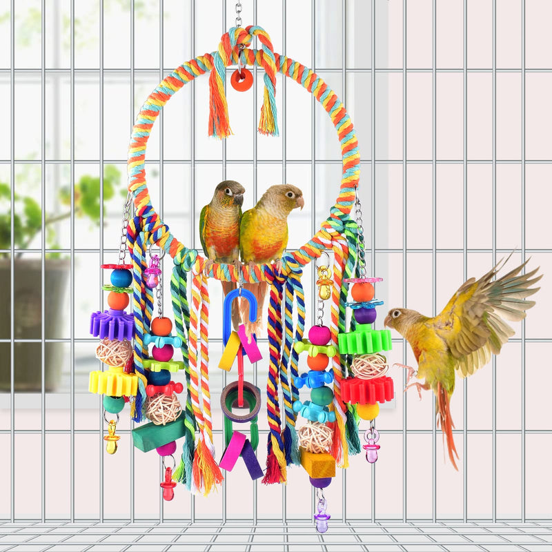 KATUMO Bird Toys, Bird Swing Toy Bird Perch with Colorful Chewing Toys, Suitable for Lovebirds, Finches, Parakeets, Budgerigars, Conure ect Small Birds - PawsPlanet Australia