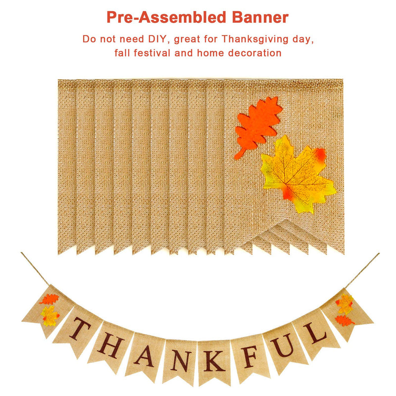 Thankful Banner Fall Burlap Banner Thanksgiving Garland Bunting Fall Banner for Thanksgiving Day Decoration, Home Decor Supplies, Party Supplies Decorations - PawsPlanet Australia