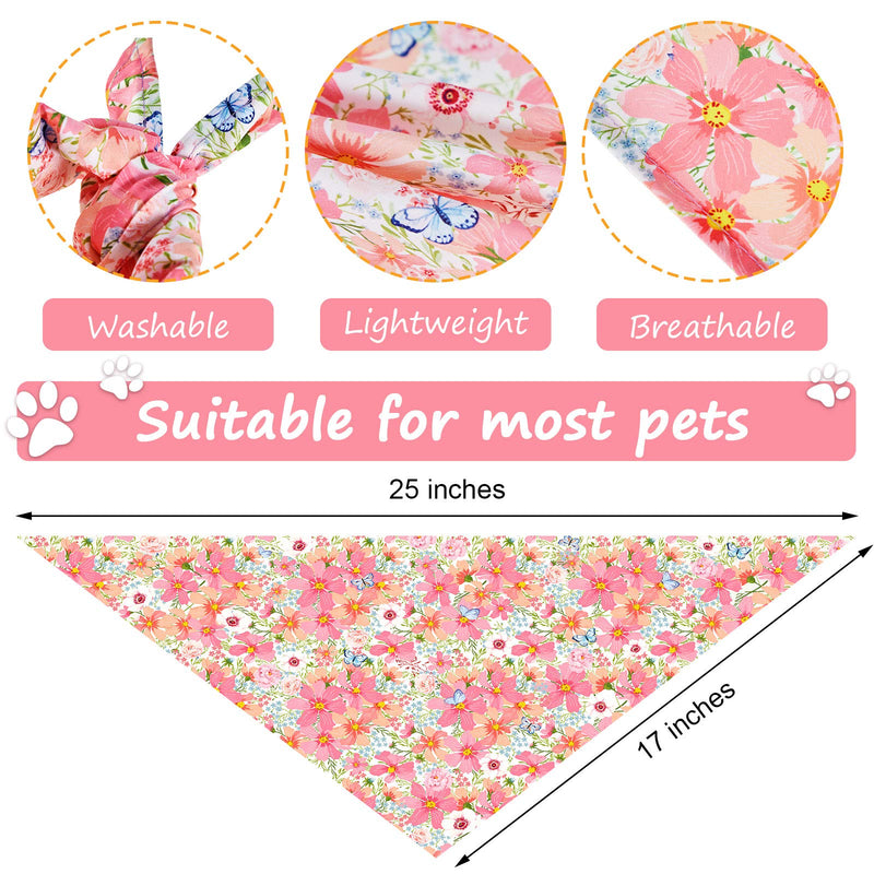 8 Pieces Floral Dog Bandana Spring Flower Pet Triangle Bib Scarf Daisy Rose Pet Bandana Washable Adjustable Dog Kerchief Suitable for Most Dogs and Cats (Cute Pattern) - PawsPlanet Australia