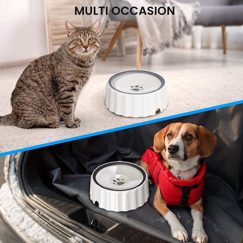 FORWH Dog Water Bowl No Spill 63oz/1.8L Large Capacity Dog Water Bowl Dispenser Non Slip No Splash Dog Water Bowl Pet Slow Feeder No Drip Dog Water Bowl on Vehicle Slow Water Bowl for Dogs and Cats White - PawsPlanet Australia