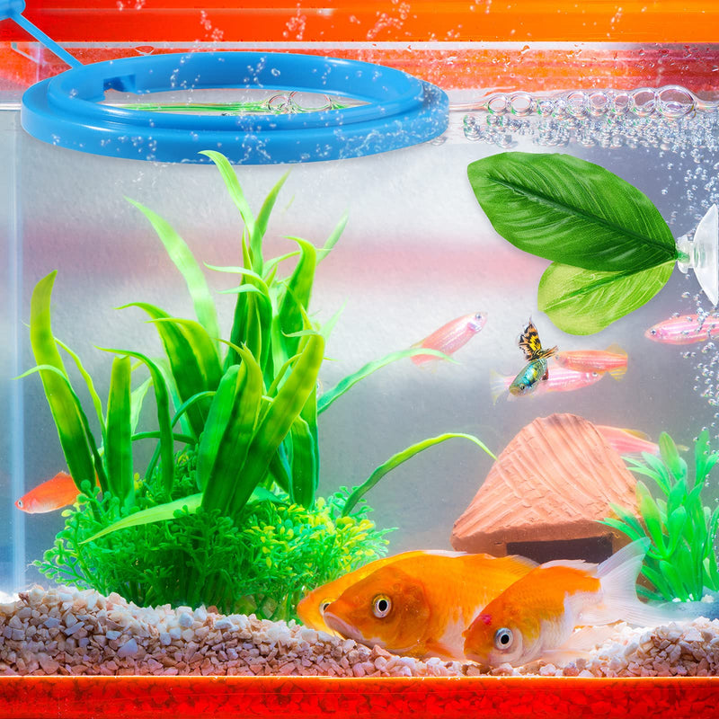 4 Pieces Fish Feeding Ring and Fish Leaf Pad Set Automatic Fish Feeder Square Circle Floating Food Feeder with Breeding Resting Bed Hammock Betta Fish Accessories for Betta Goldfish Guppy Tank Decor - PawsPlanet Australia