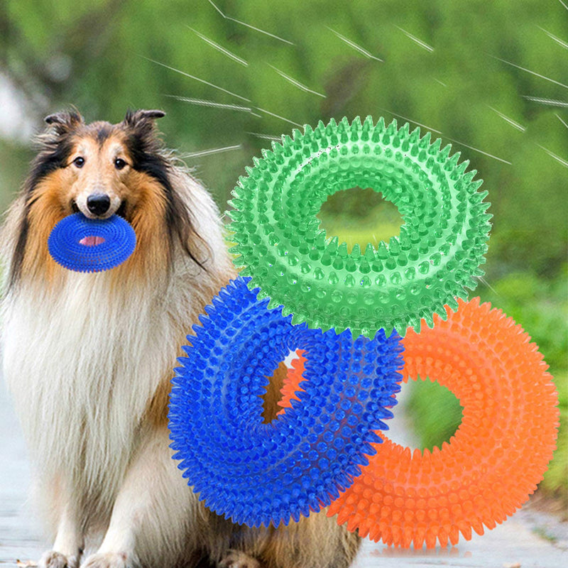 UCSAJI 3PCS Pet Squeaky Chewing Balls Squeaky Balls for Dogs Soft Stab Balls Cleaning Teeth Toys Balls Latex Dog Chewing Toys Non-Toxic Rubber Fetch Balls (Small) Small - PawsPlanet Australia