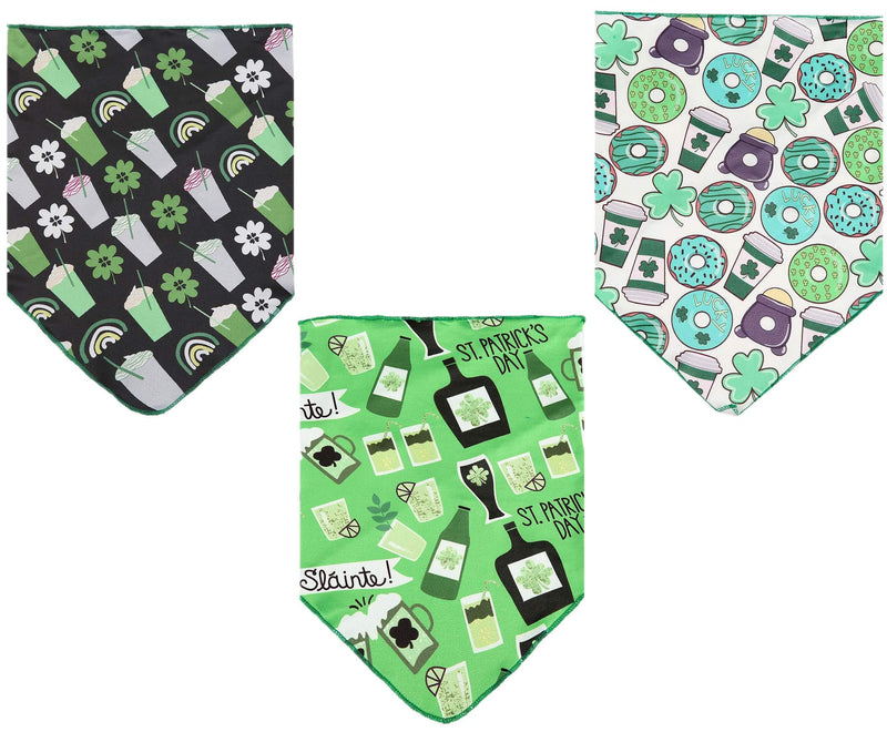 [Australia] - BoomBone St Patricks Day Dog Bandana 3 Pack - Triangle Bibs Pet Scarf for Small to Large Dogs and Cat L 