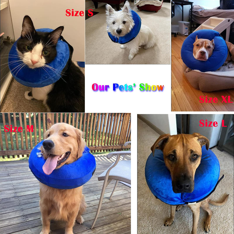 Katoggy Protective Inflatable Recovery Dog Collar, Soft Blow-up Dog Cone Collar Pet Donut Cat Collar, Comfy Elizabethan Collar After Surgery for Cat Dog to Prevent from Biting & Scratching Small Blue - PawsPlanet Australia