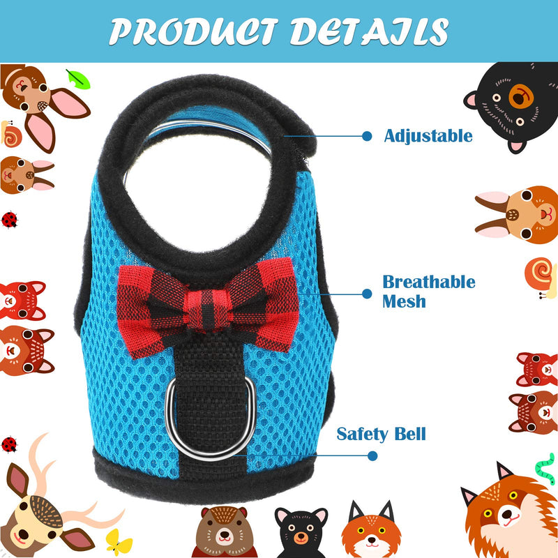 SATINIOR 2 Pieces Guinea Pig Harness and Leash Soft Mesh Small Pet Harness with Safe Bell, No Pulling Comfort Padded Vest for Guinea Pigs, Ferret, Chinchilla and Similar Small Animals L Blue, Black - PawsPlanet Australia