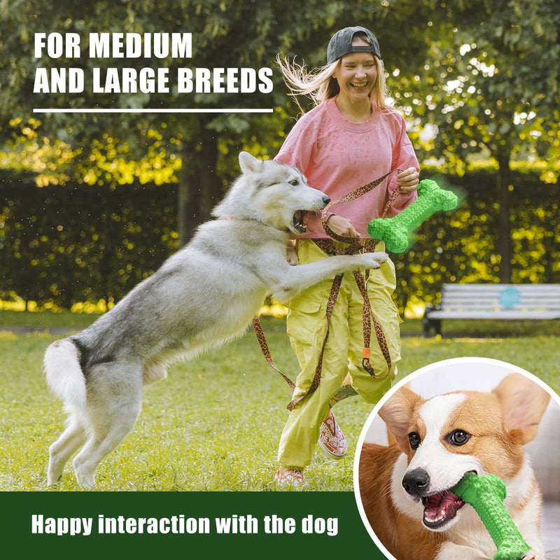 TheWooffylum Dog Chew Toys for Aggressive Chewers Medium & Large Breed, Super Chewer Toys for Dogs, Squeaky Dog Toys with Non-Toxic Natural Rubber(Green) - PawsPlanet Australia