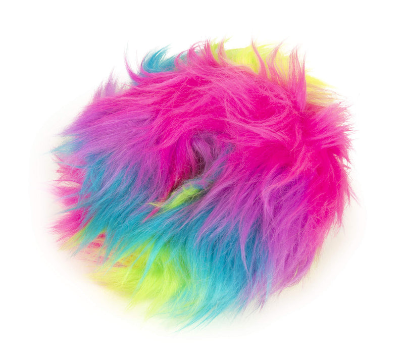 [Australia] - goDog Furballz Rings with Chew Guard Technology Durable Plush Squeaker Dog Toy, Rainbow, Small 