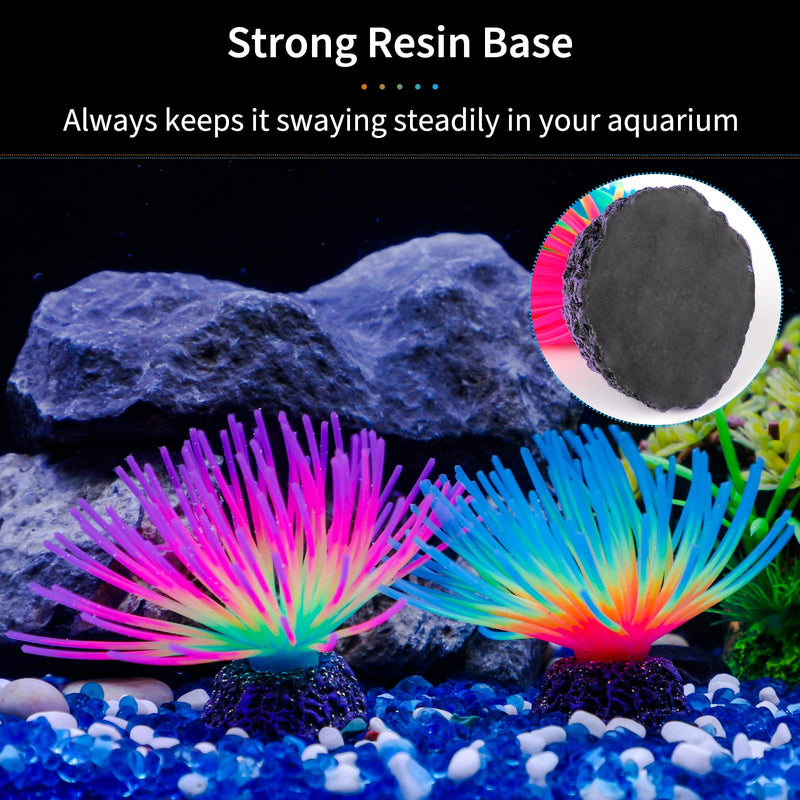 Uniclife Aquarium Imitative Rainbow and Iridescent Blue Sea Urchin Balls Artificial Silicone Ornament Set with Glowing Effect for Fish Tank Landscape Decoration 3.8 D x 7 H(CM) Rainbow+Blue - PawsPlanet Australia