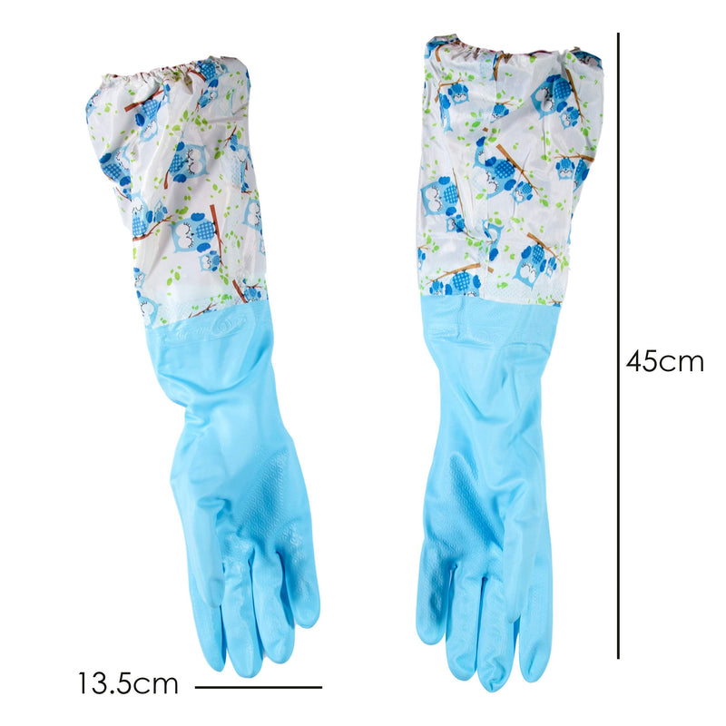 TRIXES Long Rubber Pond and Drain Gloves  Household & Garden Chores, Gardening, Weeding, Washing, Cleaning & Dishwashing  Extra Protection for Sleeves - Heavy Duty, Waterproof and Lined for Warmth Blue - PawsPlanet Australia