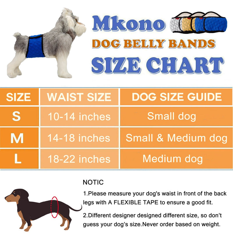 [Australia] - Mkono Male Dog Belly Band Wraps Washable Diapers for Small and Medium Dogs(3 Pack) 