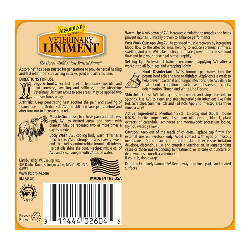 Absorbine Veterinary Liniment Liquid, 16oz - PawsPlanet Australia