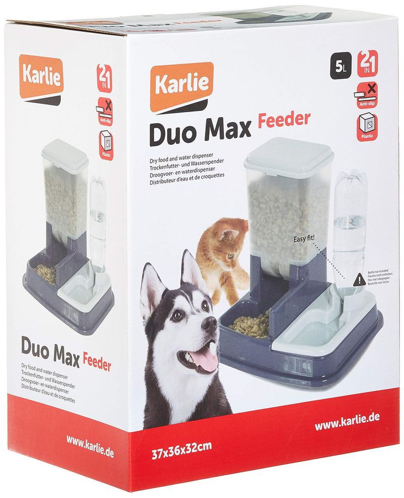 Karlie 44046 Duo Max Food and Water Dispenser 5 Litre 1 Count (Pack of 1) - PawsPlanet Australia