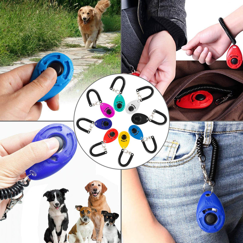 AMOLEY 8 Pack Dog Training Clicker with Wrist Strap, Pet Training Clicker with Big Button Effective Behavioral Training Tool for Dogs Cats Birds Horse and Other Pets (Multi-Color) - PawsPlanet Australia
