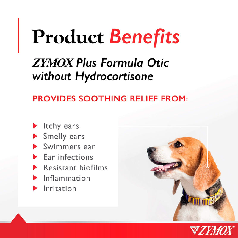 Zymox Advanced Formula Otic Plus Enzymatic Ear Solution for Dogs and Cats Without Hydrocortisone, 1.25oz - PawsPlanet Australia