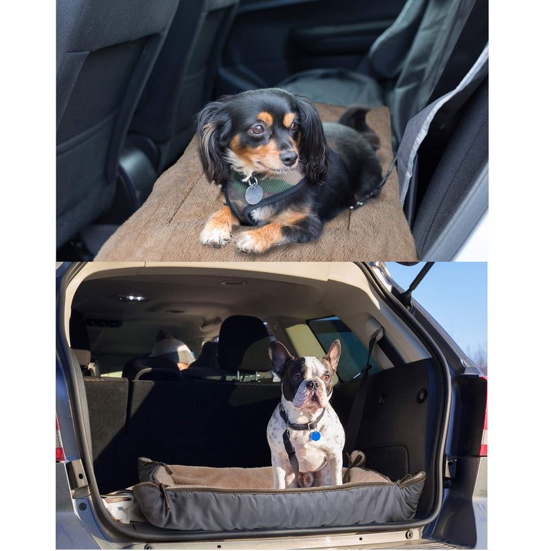 [Australia] - Dog Bed Crate Mat, Foldable Mattress for Small Dogs, Puppy Car Seat Cover, Washable Reversible Warm Sherpa Lining Basket Bed for Puppy Cats, Room or Car Travel Use, Idea Gift Grey 