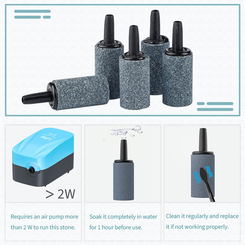 Pawfly 0.6/1/1.2 Inch Air Stone Cylinder Bubble Diffuser Airstones for Aquarium Fish Tank Pump Grey 1 inch - PawsPlanet Australia
