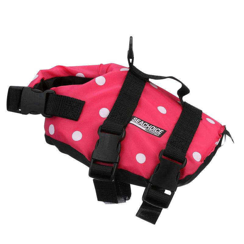 [Australia] - Seachoice 86360 Dog Life Vest - Adjustable Life Jacket for Dogs, with Grab Handle, Pink Polka Dot, Size XXS, up to 6 Pounds, XXS - up to 6 lbs 