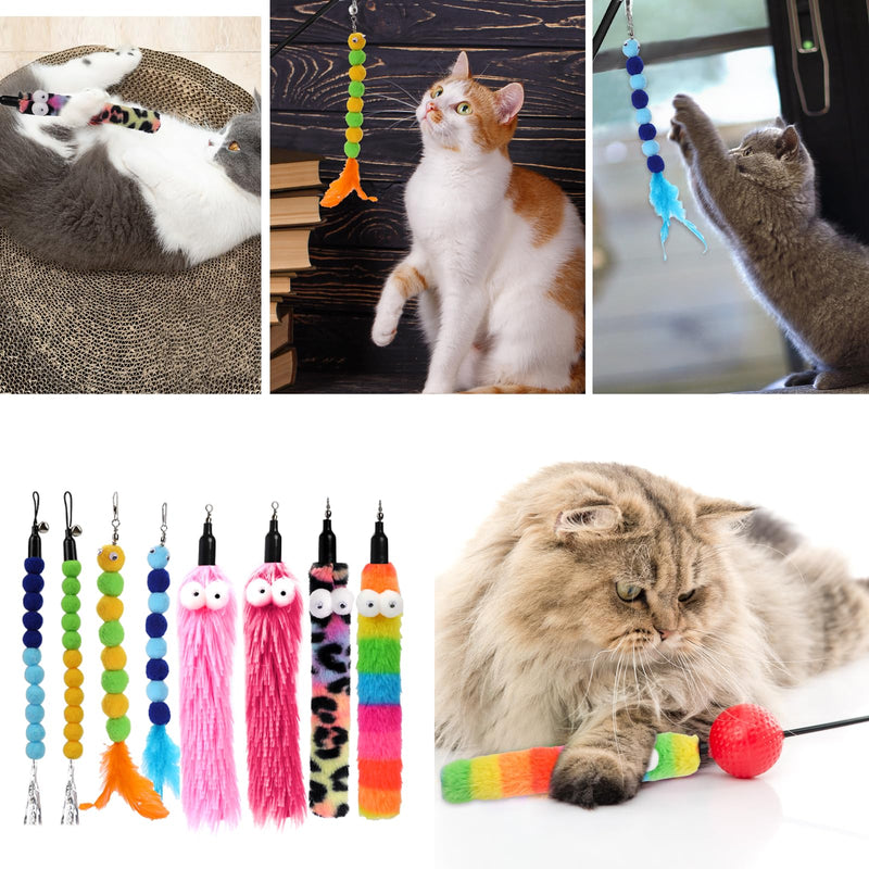 Pack of 8 Cat Toys, Interactive Cat Toys Replacement Cat Worm Toys Refills Cat Stick Replacement Worms Cat Toys Interactive Worms Cat Toys for Kittens and Cats (A) - PawsPlanet Australia