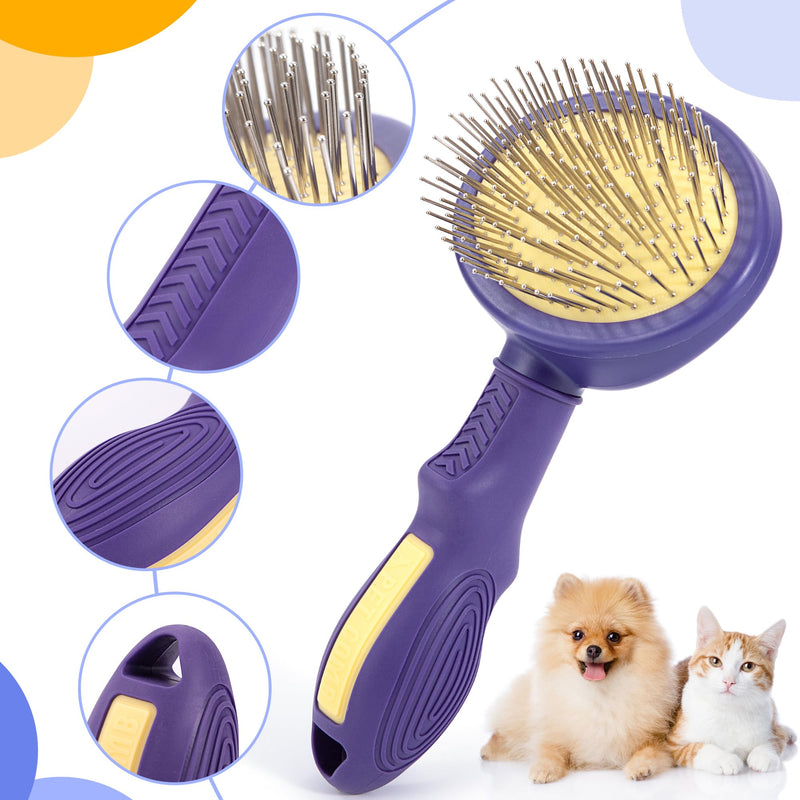 Dog brush cat brush gentle pet brushes with rounded metal tines undercoat brush suitable for dogs and cats short to long hair - PawsPlanet Australia
