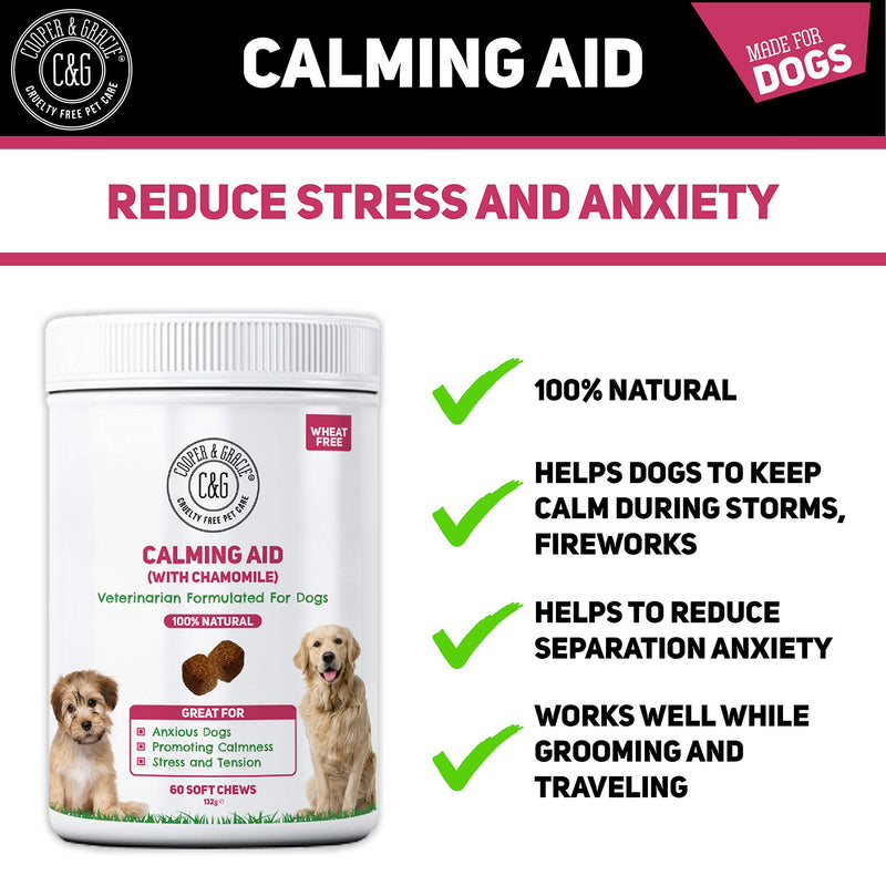 C&G Pets | CALMING SUPPLEMENTS FOR DOGS WITH CHAMOMILE 60 SOFT CHEWS | REDUCE STRESS | REDUCE SEPERATION ANXIETY | WORKS WELL IN STORM | PROMOTE RELAXATION | VETERINARIAN FORMULATED Calming Aid Dog - PawsPlanet Australia