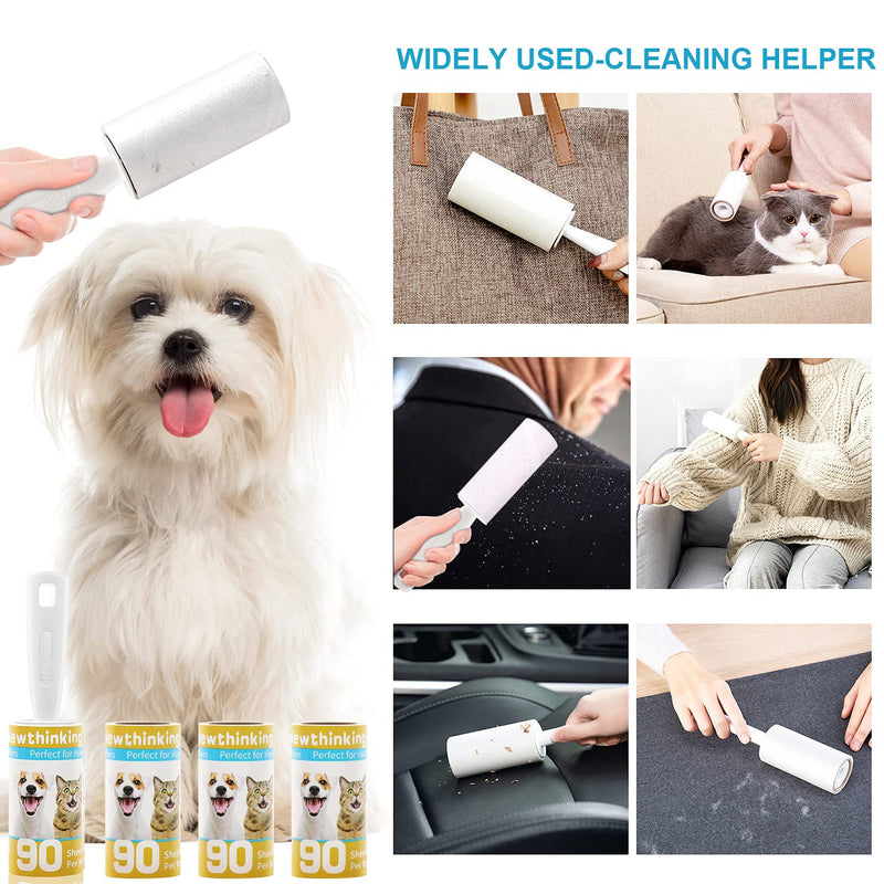 Newthinking Lint Rollers, Lint Roller Pet Hair Remover with 2 Handles, 720 Sheets Extra Sticky Lint Roller Refills for Clothes, Pet Hair and Furniture, 8 Refills(90 Sheets Per) 720 Sheets&2 Handles - PawsPlanet Australia