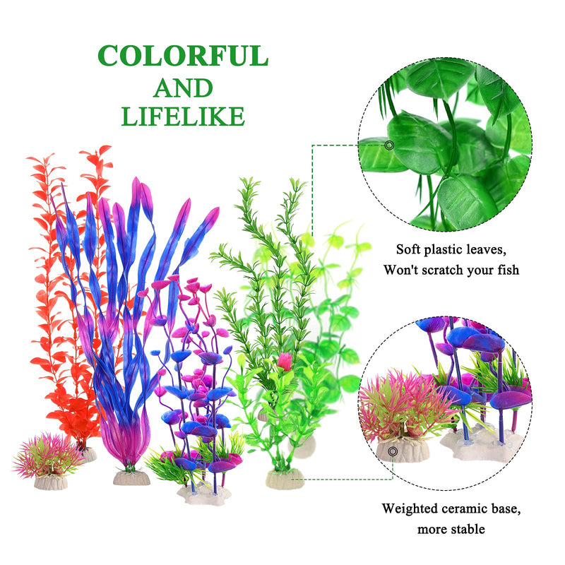 16 Pack Artificial Aquatic Plants Plastic Fish Tank Plants for Household and Office Lifelike Simulation Artificial Aquarium Water Plants Decorations - PawsPlanet Australia