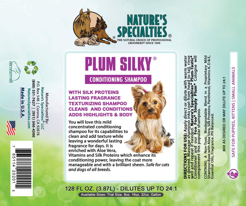 Nature's Specialties Plum Silky Dog Shampoo Conditioner for Pets, Dilutes Up To 24:1 Made in USA 16oz - PawsPlanet Australia