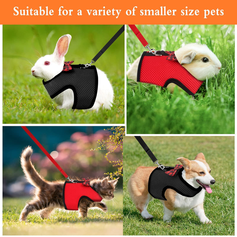 Yuehuabao Pack of 2 Rabbit Harnesses, Breathable Rabbit Harness, Soft Mesh for Rabbits, Hamsters with Leash, Small Animals, Jogging (L, Blue Red) - PawsPlanet Australia