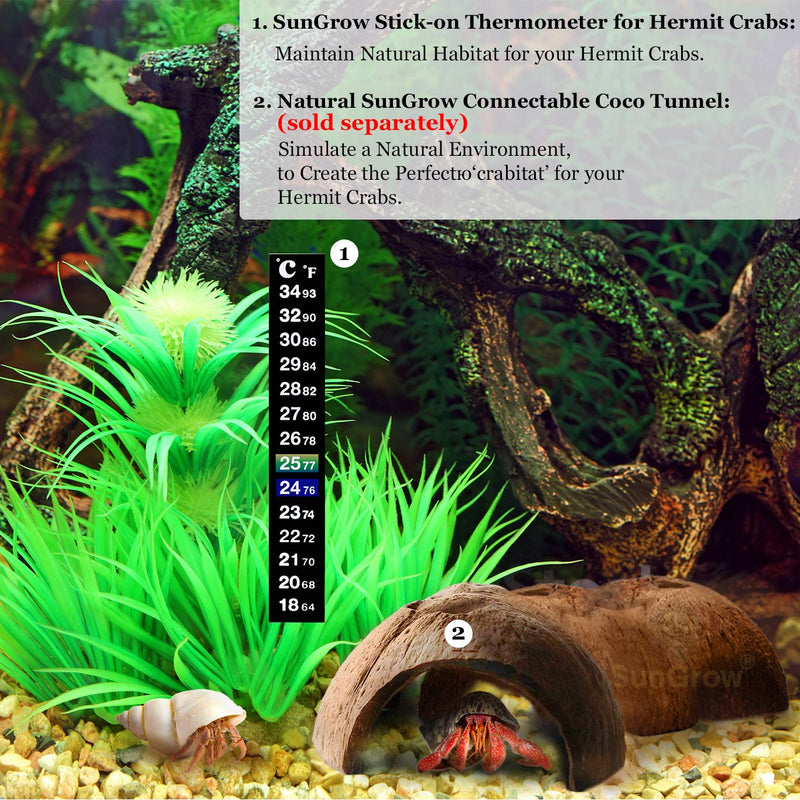 [Australia] - Stick-on Thermometer for Shrimps & Hermit Crabs - Provides Accurate Temperature - Assists in Breeding and Keeping Pets Healthy - Easy Set up - Just Peel and Stick to Install (Crab - Hermits) 