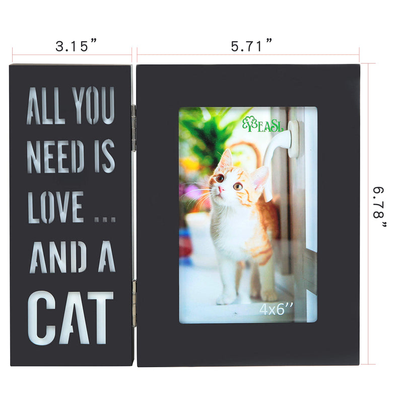 [Australia] - YEASL Wood Dog Picture Frame - 4x6 Inch Light Up Pet Picture Frame for Dog and Cat Memorial Gifts All You Need is Love and A CAT 