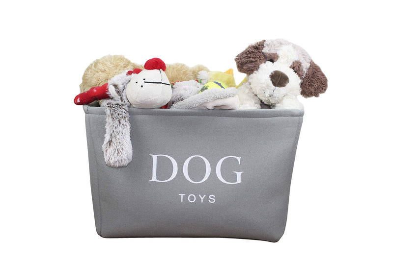 Grey Canvas Dog Toy Basket Box for Dogs Toy Storage. 40cms (16in) x 30cms (12in) x 25cms (10in) - PawsPlanet Australia