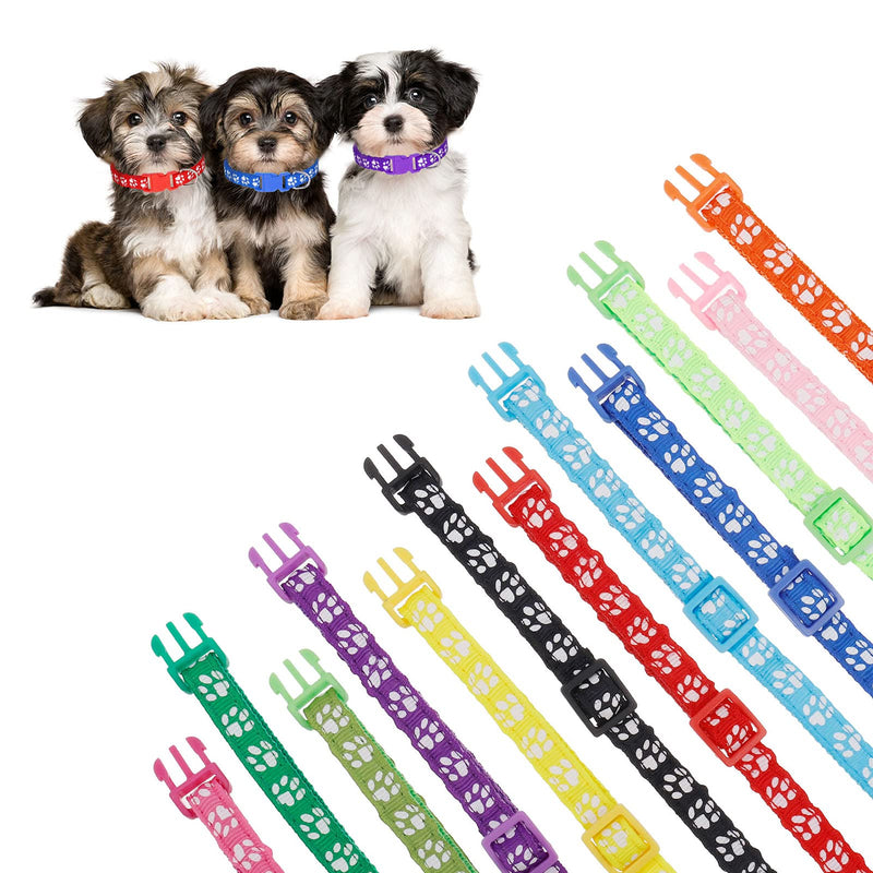 Heyu-Lotus 12-Pack Puppy Collars,Paw Print Puppy Whelping Collars Quick Release Buckle Adjustable Leash Pet Safety Collars for Puppies and Cats - PawsPlanet Australia