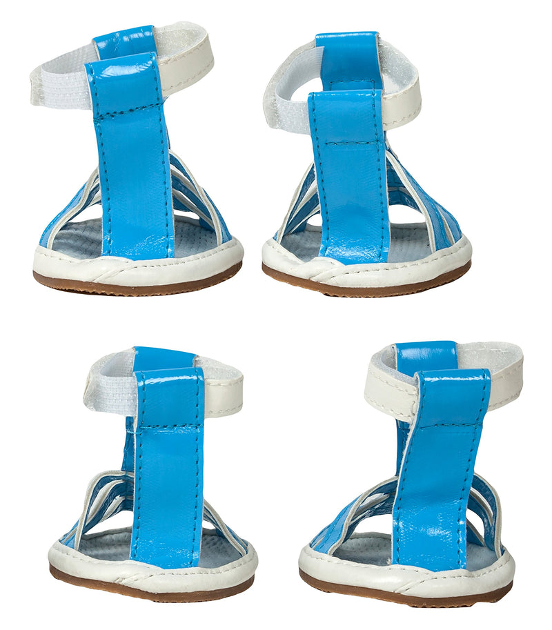 [Australia] - Buckle-Supportive PVC Waterproof Pet Sandals Shoes - Set of 4 Ocean Blue X-Small 