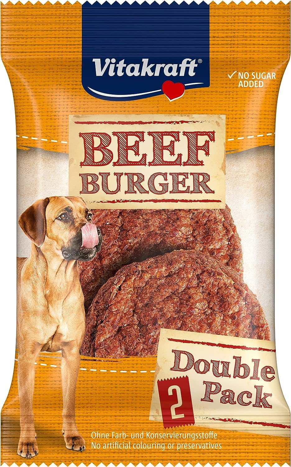 Vitakraft Beef Burger, dog snack, hearty meaty snack in a double pack, ideal to take with you (1x 2 pieces) - PawsPlanet Australia