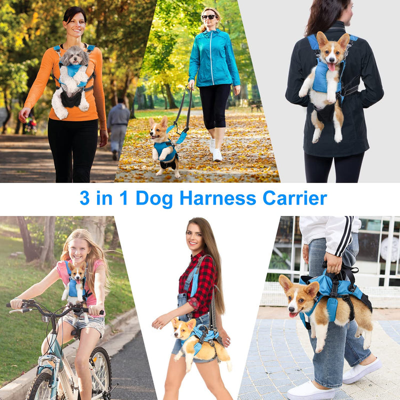 DogLemi Pet Carrier Backpack, Adjustable Dog Front Backpack, Cat Dog Chest Carrier Safety Travel Bag, Legs Out, Easy-Fit for Traveling Hiking Camping Walking for Small Medium Dogs Puppies Blue - PawsPlanet Australia