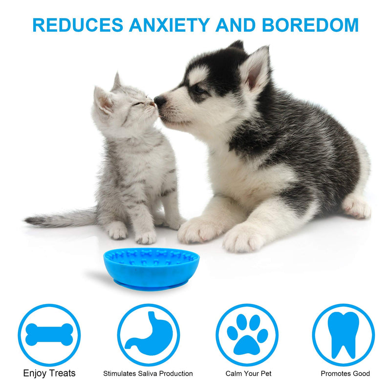 Dog Slow Feeder Bowls ,Non Slip with Suction Cup,Anti-gulping pet Slower Food Feeding Dishes Distracts, Calms Anxiety,Very Suitable for Food Treats Yogurt Peanut Butter (Blue) blue - PawsPlanet Australia