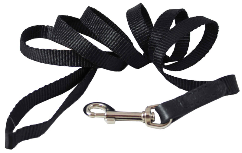 [Australia] - Dog Leash 1/2" Wide Nylon 5ft Length with Leather Enforced Snap Black Small 