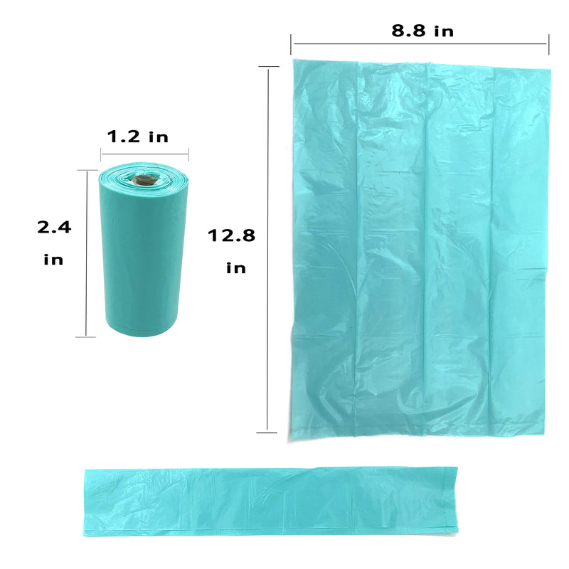 [Australia] - POQOD Dog Poop Bags - Leak-Proof Dog Waste Bags, Clean up Pet Poo Bag Refills (10 Rolls / 150 Count, Greenish-Blue,Purple) Includes Free Bone Dispenser and D-Ring Carabiners Clip Blue 