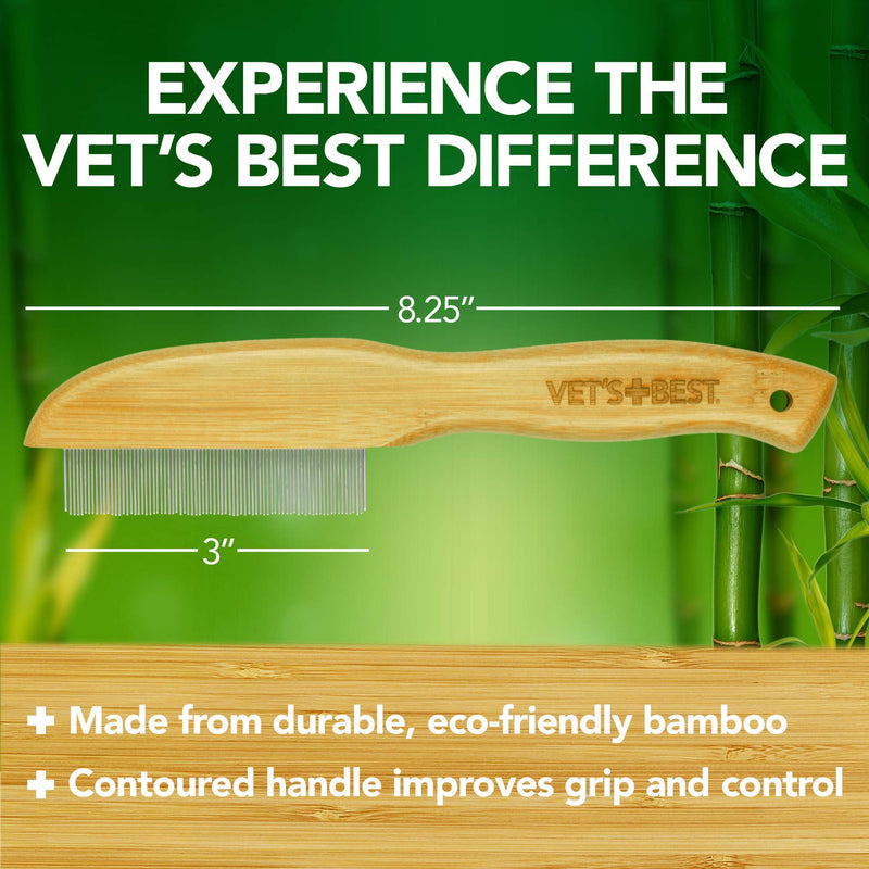 Vet's Best Flea Comb | Real Bamboo with Contour Grip Handle | for Dogs and Cats - PawsPlanet Australia