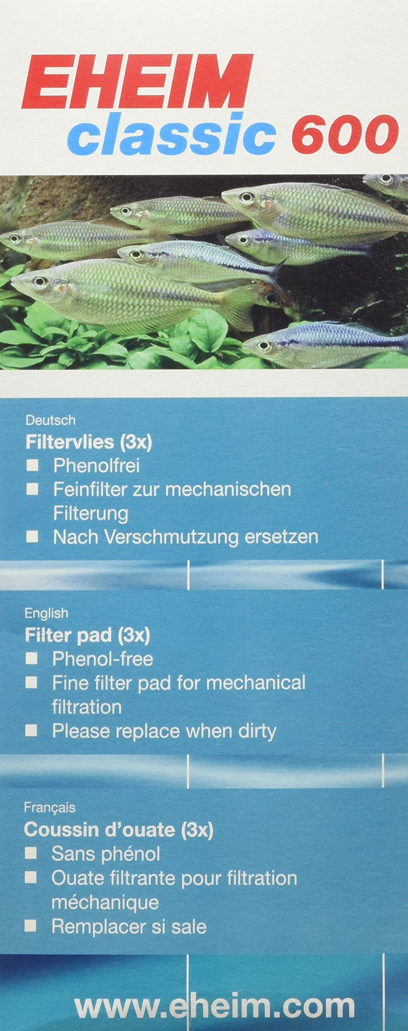 [Australia] - EHEIM Filter Pad (White) for Classic External Filter 600 (3 Pieces) 