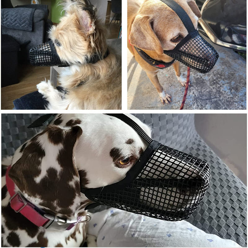 Delamiya 2 pieces muzzle for dogs, muzzle for medium dogs with rounded mesh, mesh dog muzzle, dog muzzle for small, medium and large dogs prevents biting, chewing and barking (L) - PawsPlanet Australia