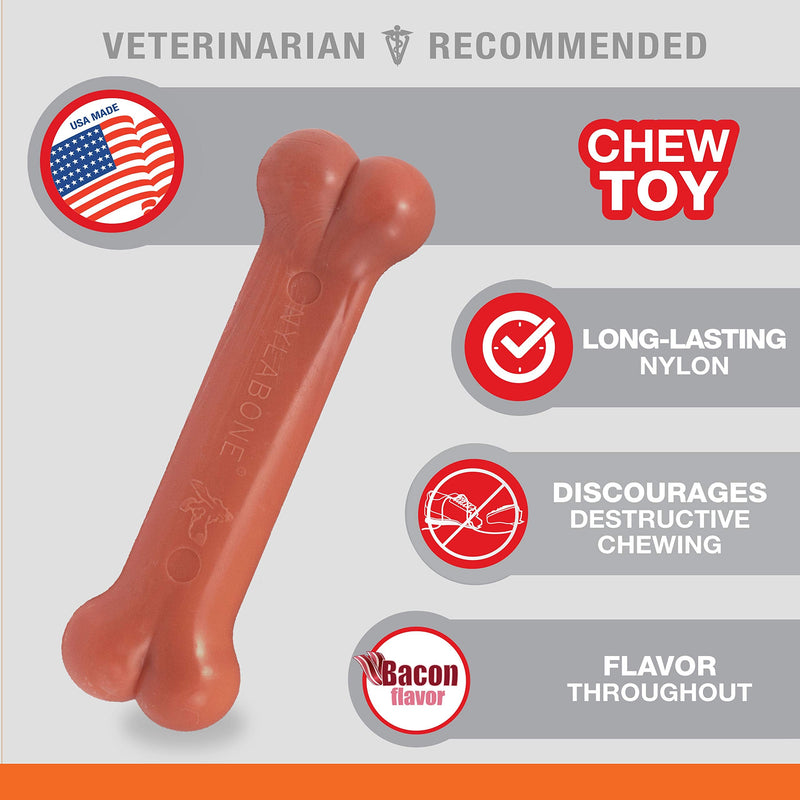 Nylabone Power Chew Dog Bones for Aggressive Chewers Tough Chew Toys for Dogs Bacon Small/Regular (1 Count) - PawsPlanet Australia