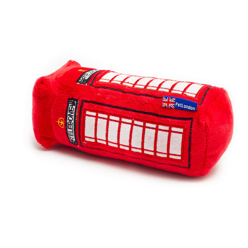 PetLondon British Red Telephone Box Plush Dog and Puppy Toy 6" With Squeaker, Cute Fun London Landmark Telebone UK Dog Interactive Toy - PawsPlanet Australia