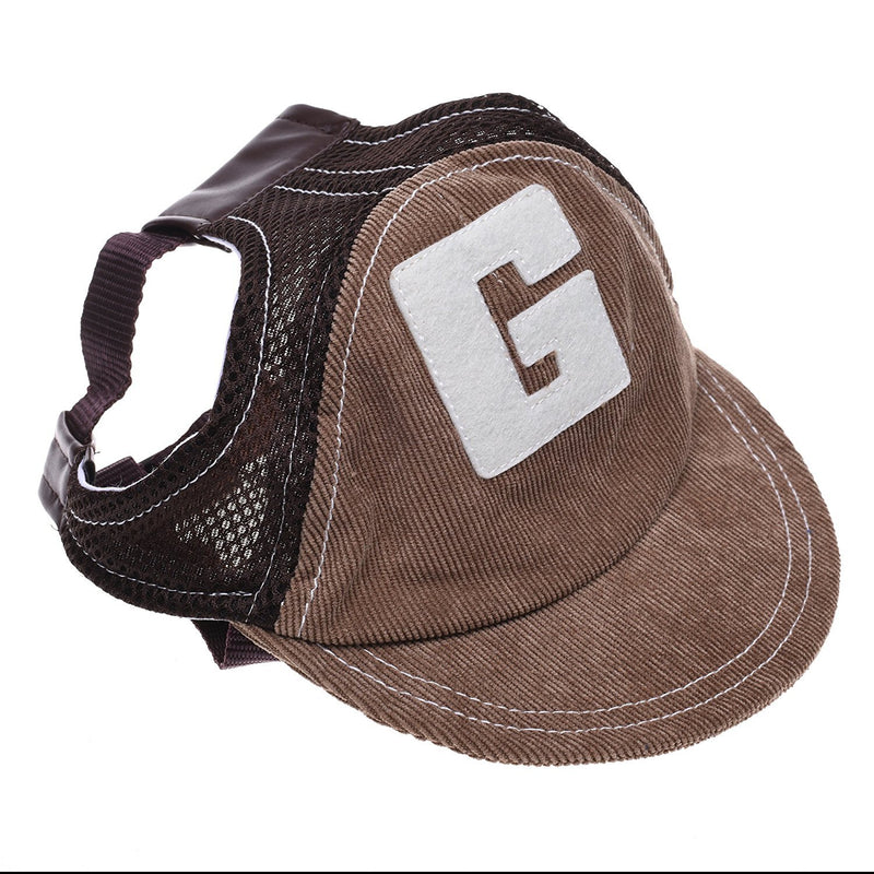 Pet Dog Baseball Cap Sport Cap Hat - Outdoor Hat Sun Protection Summer Cap for Small Medium Large Dog (Small Cap, Brown) - PawsPlanet Australia