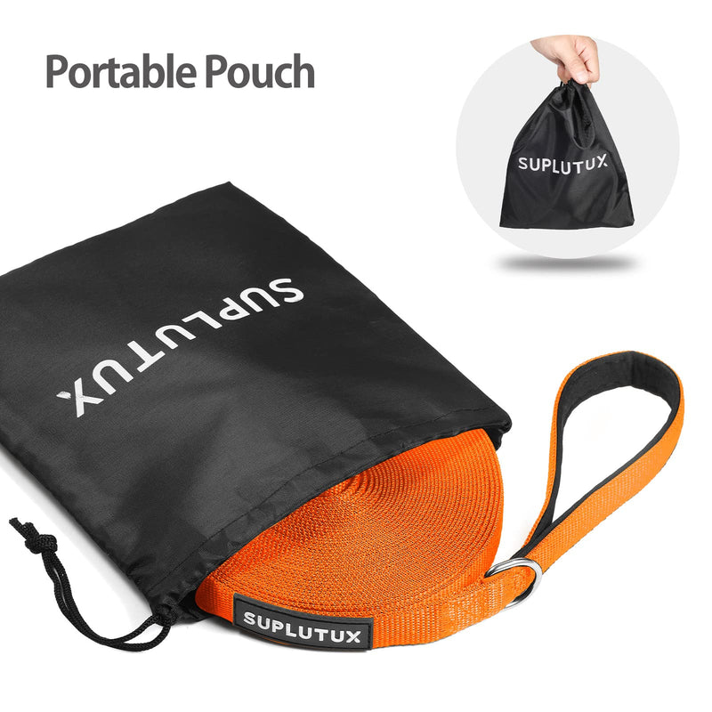 SuplutuX drag leash 10m for dogs with storage bag, robust dog leash for large dogs and small dogs, training leash with D-carabiner and handle padding (orange) orange - PawsPlanet Australia