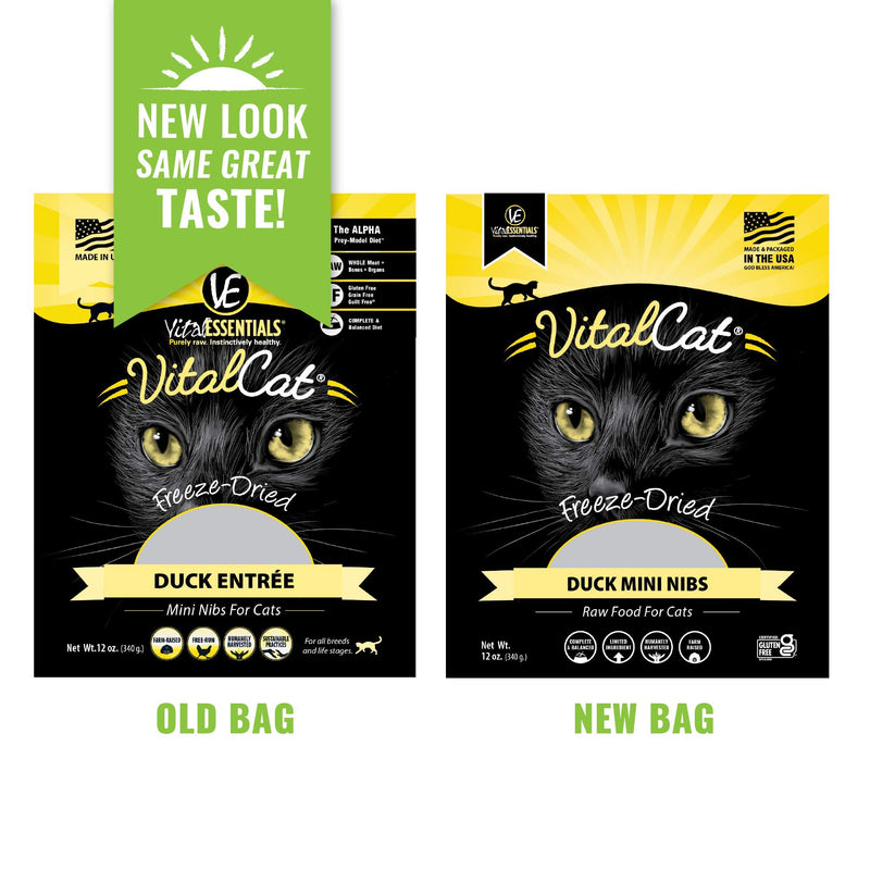 Vital Essentials Vital Cat Freeze-Dried Duck Mini Nibs Cat Food, 12 oz - PawsPlanet Australia