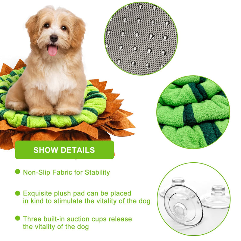 Coomazy Pet Dog Snuffle Mat, Dog Puzzle Toys, Nosework Training Mats, Snuffle Mat for Dog Encourages Natural Pet Foraging Skills for Smell Training/Slow Eating/Stress Relief/Dog Treat Dispenser Roud-50x50cm Green - PawsPlanet Australia