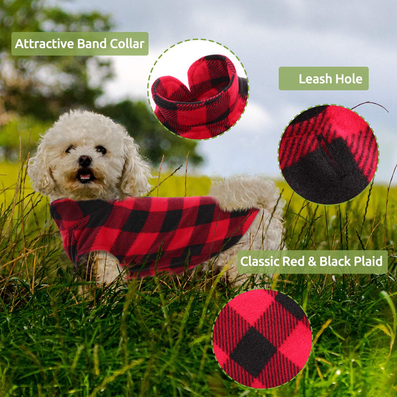 KAMA BRIDAL Dog Spring Coat Dog Pullover Dog Fleece Vest for Cats Small and Medium Dogs Thin Dog Sweater Red & Black Plaid Large - PawsPlanet Australia