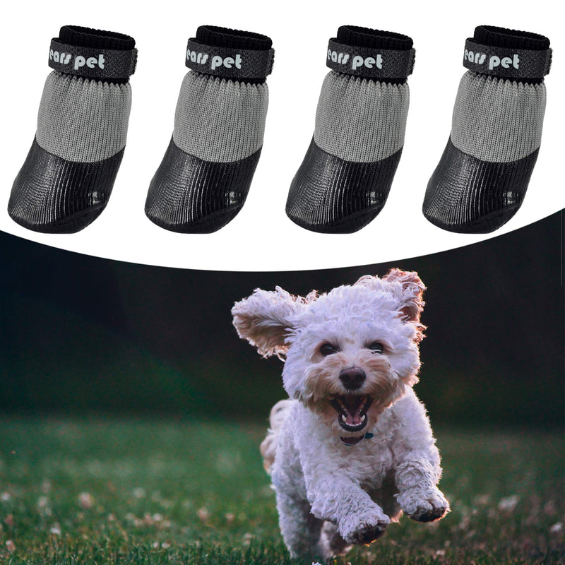 Avaner Dog Socks Outdoor Anti-Slip Waterproof Paw Protector with Adjustable Straps S(2.36"*1.77") black - PawsPlanet Australia