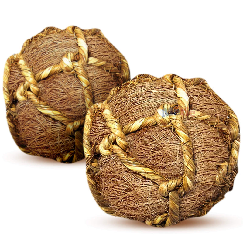 [Australia] - Meric Coconut Fiber Balls for Rabbits, Round Chew Toys, Improves Teeth and Gums, Provides Entertainment, Alleviates Stress and Boredom, Encourages Activity for Optimal Pet Health 2-Pieces 